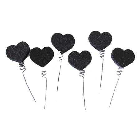 Pinches gibré corazones negros 6u